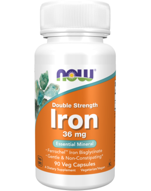 Iron, Double Strength, 36 mg, 90 Veg Capsules Now foods