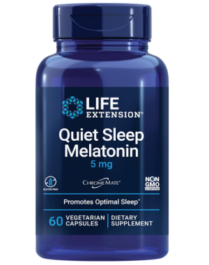 Quiet Sleep Melatonin 5mg, 60 Vegetarian Capsules Life Extension