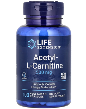 Acetyl-L-Carnitine, 500 mg, 100 Vegetarian Capsules Life Extension