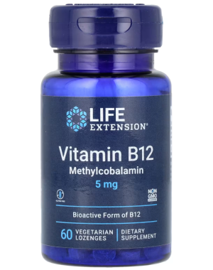 Vitamin B12 Methylcobalamin, 5 mg, 60 Vegetarian Lozenges Life Extension