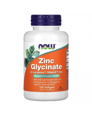 ZINC GLYCINATE 30mg 120 SGELS Now foods