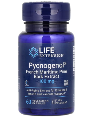Pycnogenol, French Maritime Pine Bark Extract, 100 mg, 60 Vegetarian Capsules Life Extension