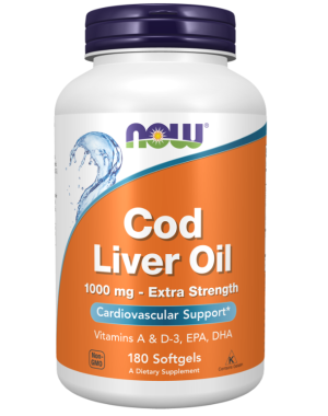 Cod Liver Oil, Extra Strength 1,000 mg 180 Softgels Now foods