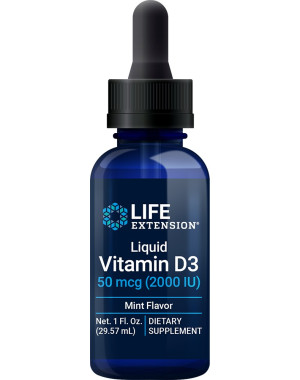 Liquid Vitamin D3, 50 mcg (2,000 IU), 1 fl oz (29.57 ml) Mint Life