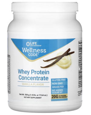 Wellness Code, Whey Protein Concentrate, Vanilla , 1.10 lb (500 g) Life Extension