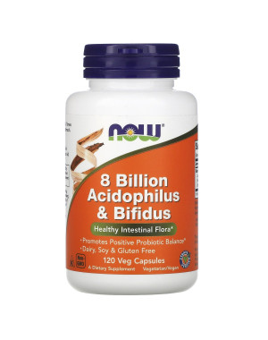 8 Billion Acidophilus  Bifidus, 120 Veg Capsules Now