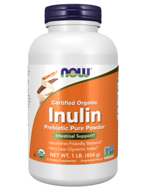 Certified Organic Inulin, Prebiotic Pure Powder, 1 lb (454 g) Now foods