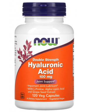 Hyaluronic Acid, Double Strength, 100 mg, 120 Veg Capsules Now foods