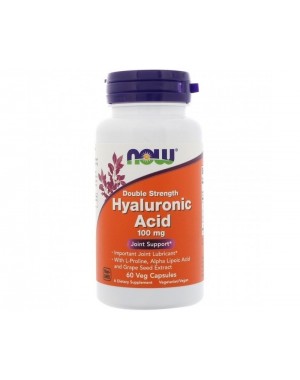Hyaluronic Acid Ácido hialuronico Double Strength 100 mg 60 Veg Capsules NOW foods