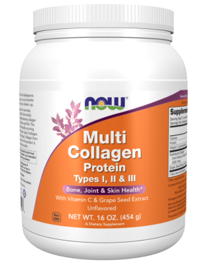 Multi Collagen Protein, Type I, II & III, Unflavored, 16 oz (454 g) Now foods