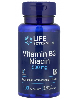 Vitamin B3 Niacin 500 mg, 100 capsules Life Extension