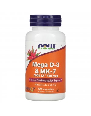 Mega D-3 MK-7, 120 Capsules Now foods