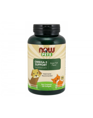Omega 3 Support for Dogs & Cats para cães e gatos 180 Softgels NOW Pets