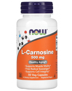 L-Carnosine, 500 mg, 50 Veg Capsules Now foods