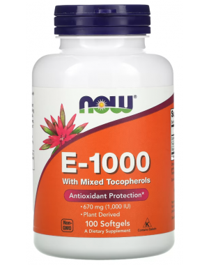 E-1000 with Mixed Tocopherols, 670 mg (1,000 IU), 100 Softgels Now foods