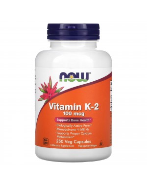 Vitamin K-2, 100 mcg, 250 Veg Capsules Now foods