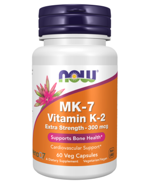 MK-7 Vitamin K-2, Extra Strength, 300 mcg, 60 Veg Capsules Now foods