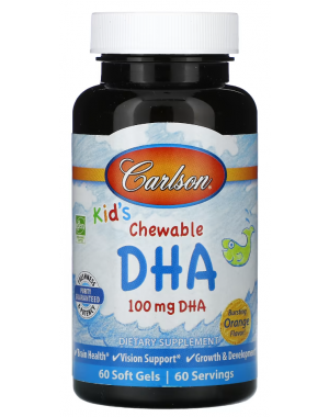 Carlson, Kid's Chewable DHA, Bursting Orange, 100 mg, 60 Soft Gels