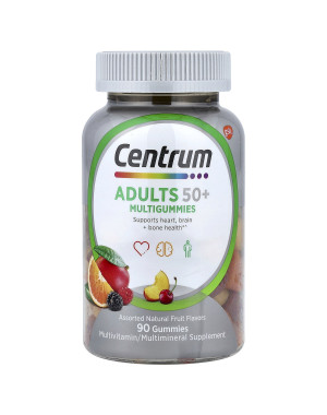 Centrum, Adults 50+ Multigummies, Assorted Natural Fruit, 90 Gummies