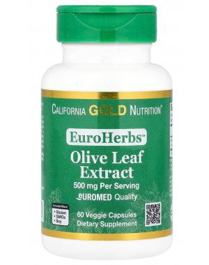 EuroHerbs, Olive Leaf Extract, Euromed Quality, 500 mg, 60 Veggie Capsules California Gold Nutrition