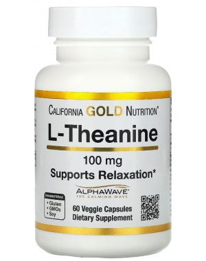L-Theanine, Featuring AlphaWave, 100 mg, 60 Veggie Capsules California Gold Nutrition