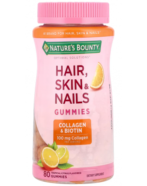 Hair, Skin & Nails Gummies, Tropical Citrus, 80 Gummies Nature's Bounty