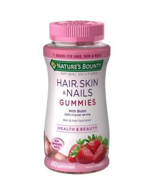   Hair Skin Nails  80 gummies Strawberry NATURES Bounty 