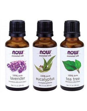 Óleos Essenciais NOW Tea Tree, Eucalyptus e Lavander - Kit com 3
