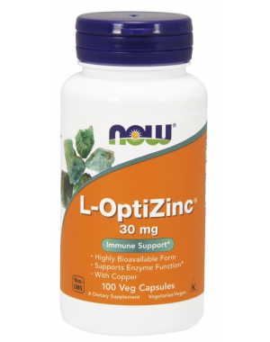 L OptiZinc 30 mg 100 Veg Capsules NOW Foods