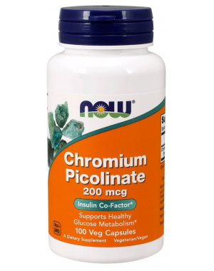 Chromium Picolinate Picolinato de Cromo 200 mcg 100 Veg Capsules NOW Foods
