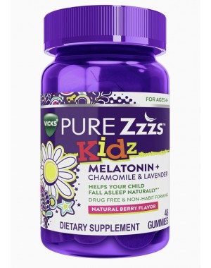 Melatonina + Chamomile & Lavender  48 Gummies kids VICKS Pure Zzzs 