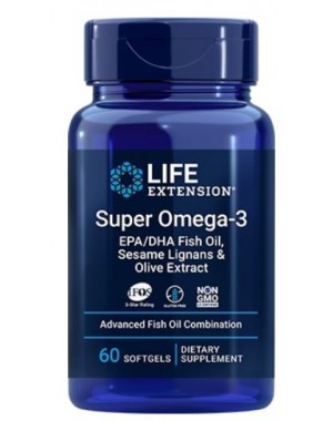 Super Omega-3 EPA/DHA Fish Oil, Sesame Lignans & Olive Extract 60s Life Extension