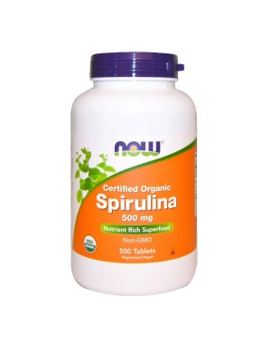 Spirulina 500 mg Organic, 500 Tablets NOW Foods