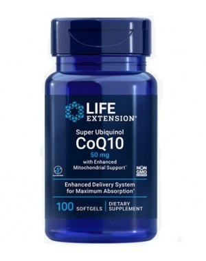 Super Ubiquinol CoQ10 com Enhanced Mitochondrial Support 50mg 100 caps Life Extension