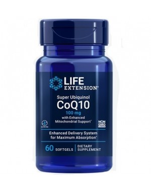 Super Ubiquinol CoQ10 com suporte mitocondrial 100mg 60 softgels LIFE Extension