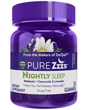 Melatonina + Chamomile Lavender & Valerian Root 30 Gummies  Vicks ZzzQuil PURE Zzzs