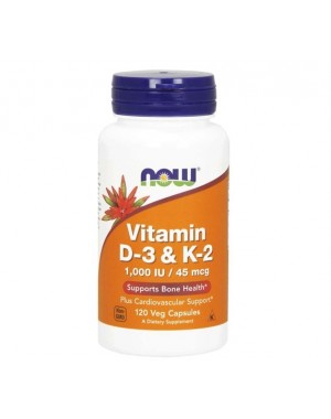 Vitamina D3 + K2 120 vcaps NOW Foods