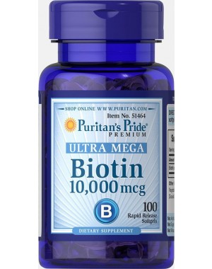 Biotin 10000 mcg 100 softgels PURITANS Pride 