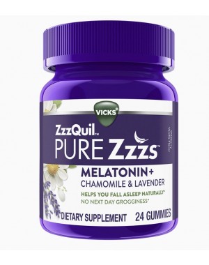 Melatonina + Chamomile Lavender & Valerian Root 24 Gummies  Vicks ZzzQuil PURE Zzzs