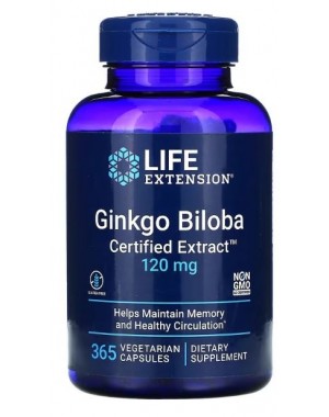 Ginkgo Biloba Certified Extract 120 mg, 365vcaps Life Extension