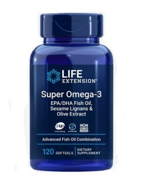 Super Omega 3 EPA / DHA com Sesame Lignans & Olive Extract 120 caps LIFE Extension