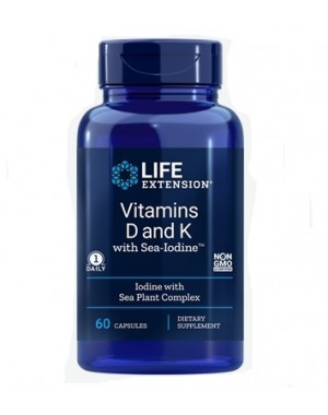 Vitamina D e K com Sea-Iodine 60 capsules LIFE Extension