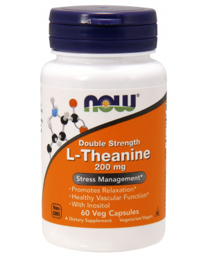 L Theanine Double Strength 200 mg 60 Veg Capsules NOW Foods