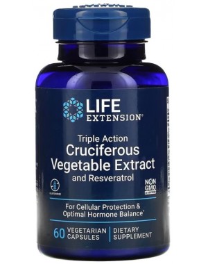 Triple Action Cruciferous Vegetable Extract and Resveratrol 60 vegetarian capsules Life Extension