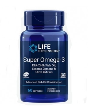  Super Omega 3 EPA / DHA com Sesame Lignans & Olive Extract 60 caps LIFE Extension