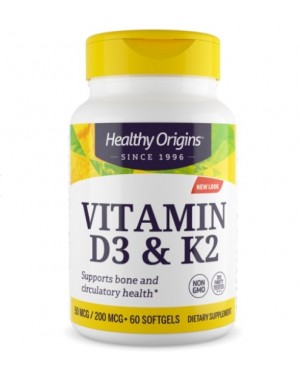 Vitamina D3 e K2 60 softgels HEALTHY Origins