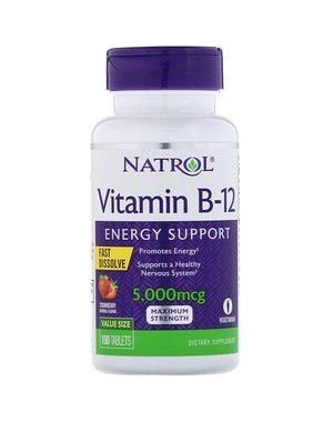 Vitamina B12 5000 mcg Fast dissolve sublingual sabor morango 100 tablets NATROL