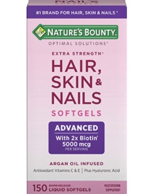 Hair Skin Nails Extra Strength -150 Softgels NATURES Bounty Optimal Solutios