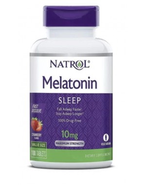 Melatonina 10mg FAST DISSOLVE sublingual 100 tablets Sabor morango NATROL