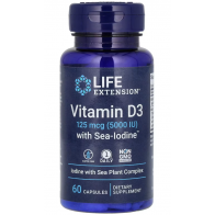 Vitamin D3 with Sea-Iodine, 125 mcg (5,000 IU), 60 Capsules Life Extension